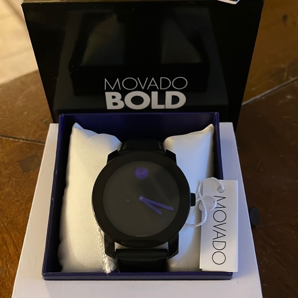 Accessories - Movado Unisex Watch Black stainless steel case.